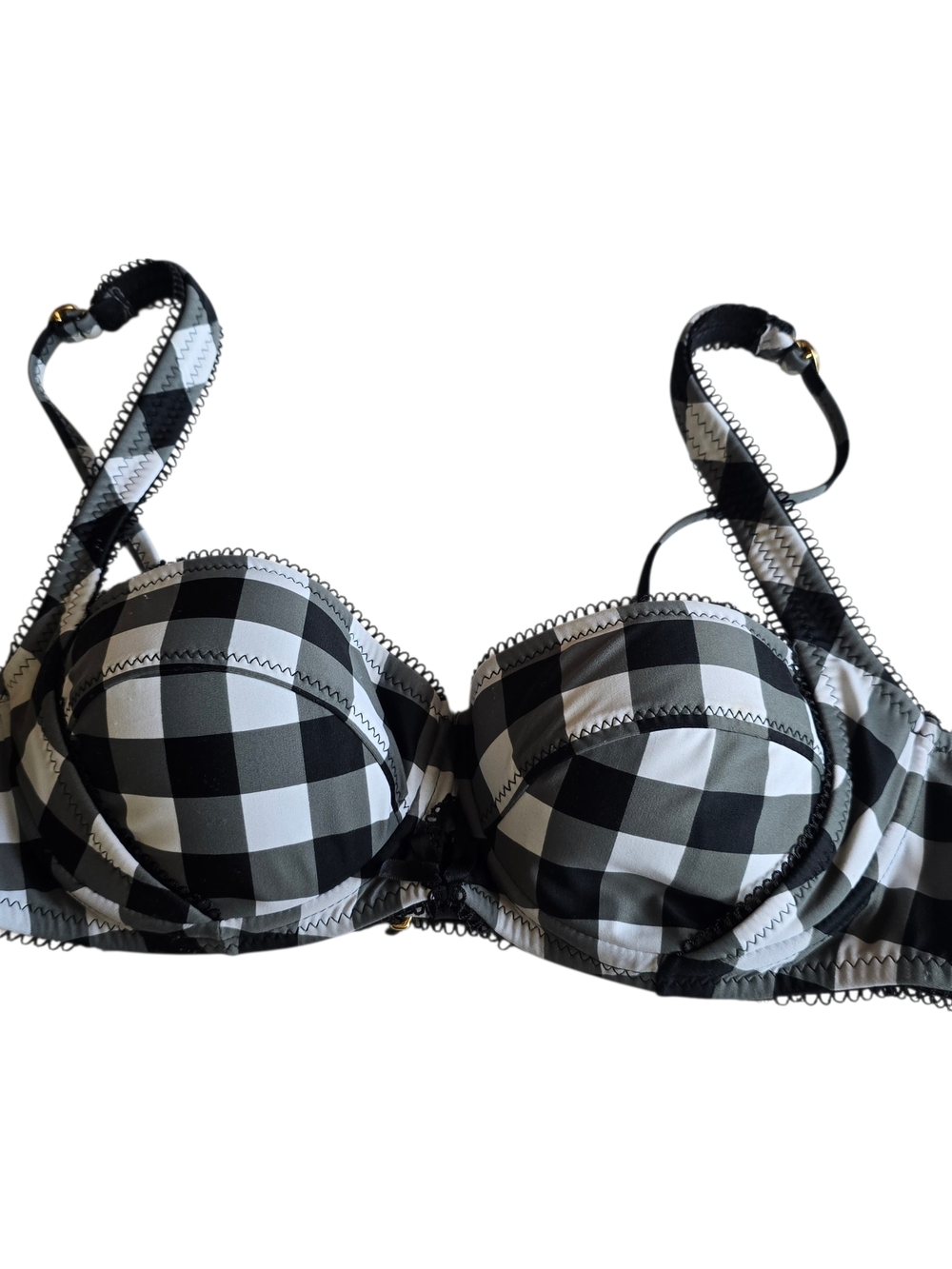 Betsey Johnson Black & White Gingham Bikini Top